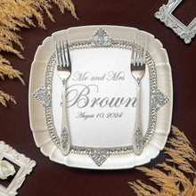 Load image into Gallery viewer, Sparkling wedding cake cutting set, wedding glasses for bride and groom, wedding plate & forks, unity candles