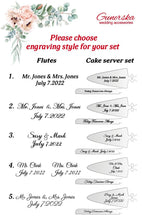 Load image into Gallery viewer, Silver wedding cake cutting set, wedding glasses for bride and groom