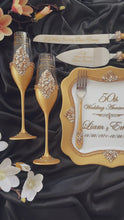 Load and play video in Gallery viewer, Personalized 50th wedding anniversary gift, 50 wedding anniversary cake cutting set for parents