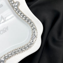 Load image into Gallery viewer, White wedding glasses for bride and groom, cake knife and server, wedding plate and forks