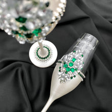 Load image into Gallery viewer, Silver wedding cake cutting set, wedding glasses for bride and groom, wedding plate & forks