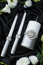 Load image into Gallery viewer, Gray wedding cake cutting set, wedding glasses for bride and groom

