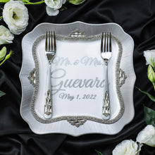 Load image into Gallery viewer, Gray wedding cake cutting set, wedding glasses for bride and groom