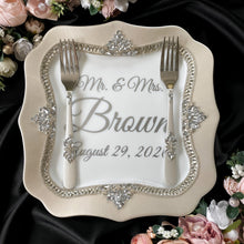 Load image into Gallery viewer, Wedding glasses for bride and groom, cake knife and server