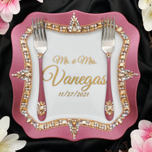 Load image into Gallery viewer, Burgundy wedding glasses for bride and groom, wedding cake server sets & cake plate, unity candles