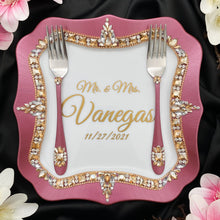 Load image into Gallery viewer, Burgundy wedding glasses for bride and groom, wedding cake server sets