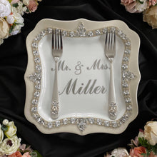 Load image into Gallery viewer, Silver wedding glasses for bride and groom, wedding cake server sets