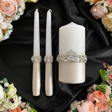 Load image into Gallery viewer, Silver wedding glasses for bride and groom, cake serving set