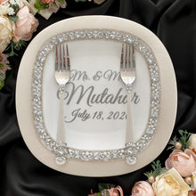 Load image into Gallery viewer, Silver wedding flutes for bride and groom