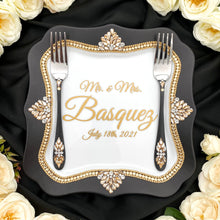 Load image into Gallery viewer, Black wedding cake cutting set, wedding glasses for bride and groom