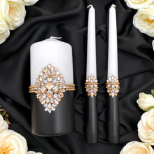 Load image into Gallery viewer, Black wedding cake cutting set, wedding glasses for bride and groom