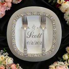 Load image into Gallery viewer, Gray wedding glasses for bride and groom cake serving set, wedding plate&knife