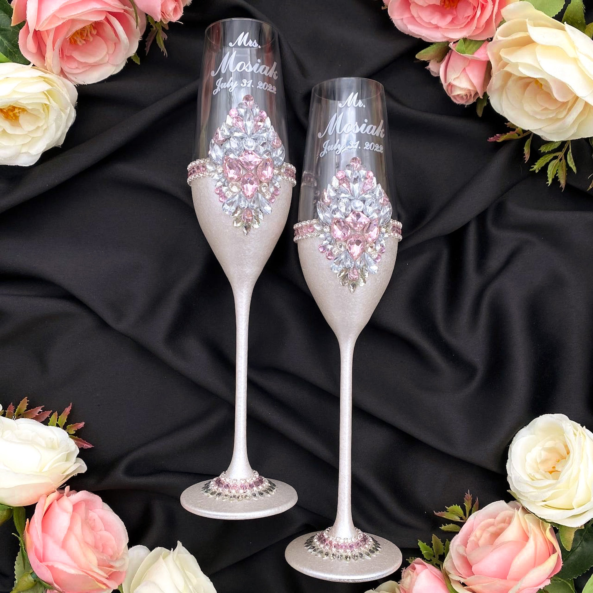 Pink Champagne Flutes | Fancy Glasses