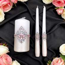 Load image into Gallery viewer, Silver pink wedding glasses for bride and groom, wedding cake server sets