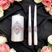 Load image into Gallery viewer, Silver pink wedding glasses for bride and groom, wedding cake server sets &amp; cake plate

