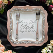 Load image into Gallery viewer, Powdery wedding glasses for bride and groom, cake knife and server, wedding plate, unity candles
