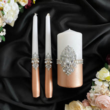 Load image into Gallery viewer, Beige wedding glasses for bride and groom, wedding cake server sets & cake plate, unity candles