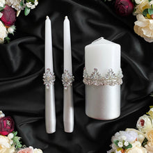 Load image into Gallery viewer, Gray wedding glasses for bride and groom, cake knife & server