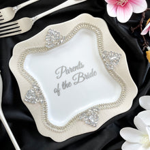 Load image into Gallery viewer, Wedding glasses for Mother&Father of the Bride Wedding plates for parents of the Groom Wedding flutes for parents of the Bride