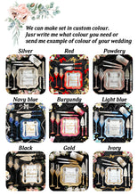 Load image into Gallery viewer, Gray wedding glasses for bride and groom, wedding cake server sets & cake plate, unity candles