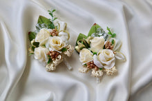 Load image into Gallery viewer, Flower wrist corsage, & wedding boutonnieres for bride and groom