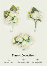 Load image into Gallery viewer, Flower wrist corsage, & wedding boutonnieres for bride and groom