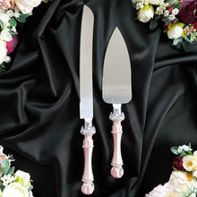 Load image into Gallery viewer, Powdery wedding glasses, cake serving set, wedding plate&knife, unity candles