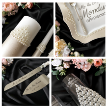 Load image into Gallery viewer, Pearl wedding glasses for bride and groom
