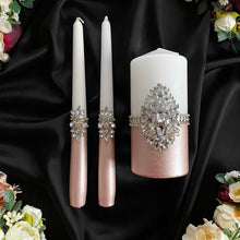 Load image into Gallery viewer, Powdery wedding cake cutting set, wedding glasses for bride and groom
