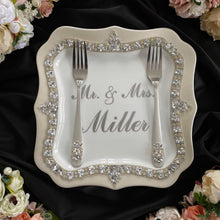 Load image into Gallery viewer, Silver wedding glasses for bride and groom, wedding cake server sets &amp; cake plate, unity candles
