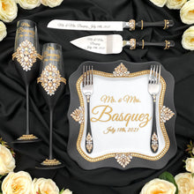 Load image into Gallery viewer, Black wedding glasses for bride and groom
