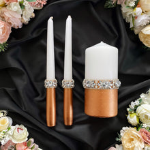 Load image into Gallery viewer, Bronze wedding glasses for bride and groom cake serving set
